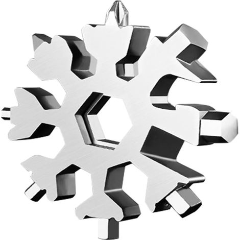 Outil multifonction 18 en 1 en forme de flocon de neige, carte multifonction en acier inoxydable, outil multifonction pour le camping en plein air, gadget pour hommes Retoo (1/5)