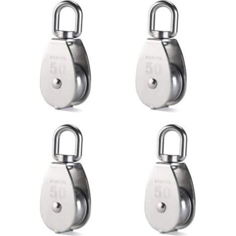 4 poulies de levage M50 400 kg, robustes, pivotantes, en acier inoxydable 304 (1/5)