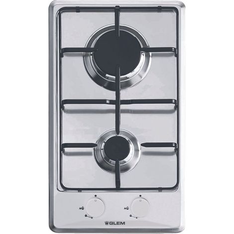 Glem Gas GT32IX. Colore del prodotto: Acciaio inox, Posizionamento dell'apparecchio: Da incasso, Dimensione della larghezza del piano cottura: 30 cm. Bruciatore medio: 1000 W, Bruciatore grande: 30...