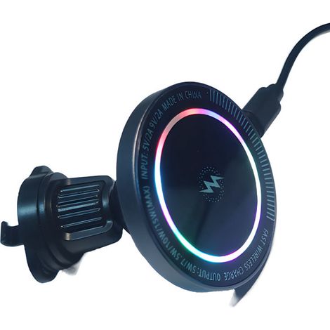 Chargeur Sans Fil Magnétique Voiture 15W, Support de Téléphone avec Lumière RGB, Support de Navigation pour Automobile (1/3)