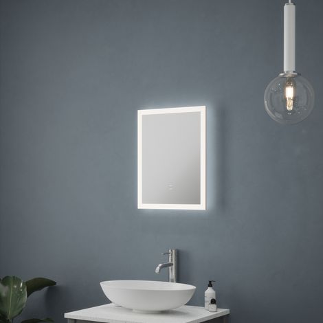 Malmo LED Mirror with Shaver Socket - 390 x 500 x 54mm IP44 Rated Diffused Border Natural White 4000K Demister (1/5)