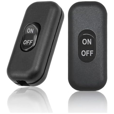 60x26x16mm 2 Pack Bedside Lamp Switch, Black Switch, 6A 250V Double Pole Switch, Mini Rocker Switch for Small Appliance, Bedside Lamp, Desk Lamp (Black)