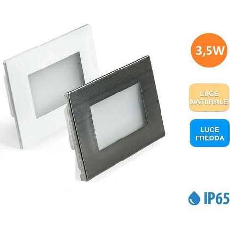 TRADE SHOP - Segnapasso Esterno A Led Faretto 3,5w Incasso Per Cassetta 503 Ip65 230v Luce - -Bianco Naturale -