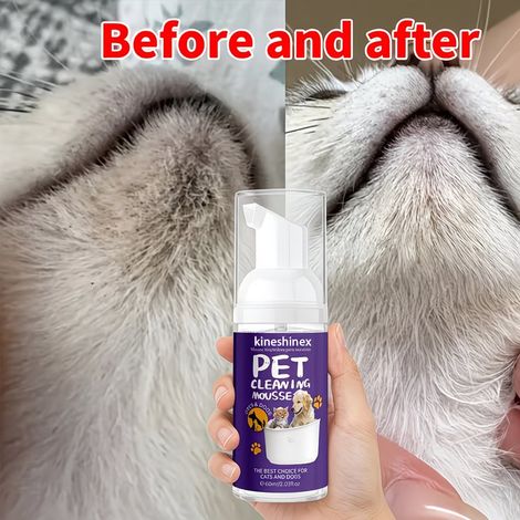 KineShineX No-Rinse Katzen- und Haustiershampoo eignet sich zur Reinigung von Katzen, Hunden und anderen Haustieren. (1/5)