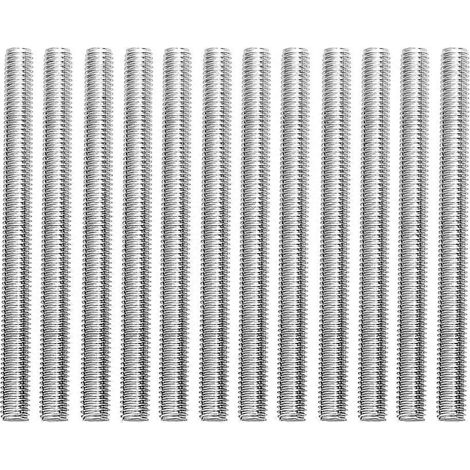 12 tiges filetées M6 x 100 mm en acier inoxydable 304, goujons de fixation pour les industries manufacturières, automobiles et de la construction (argent) (1/5)