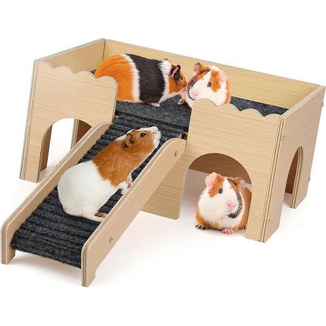 Hamster syrien grimpant aux escaliers, maisonnette en bois, cage de jeu pour petits animaux, jouet à mâcher multicolore (1/5)