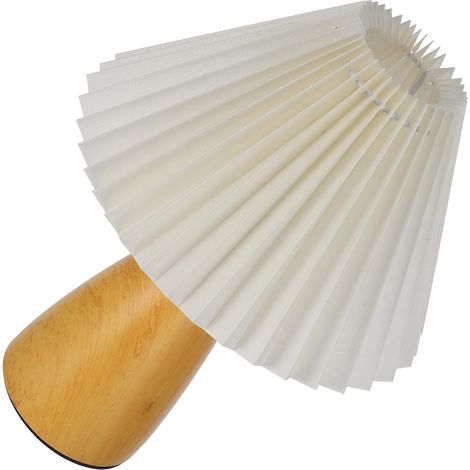 Lampe de Chevet en Bois Abat-jour Tissu Solide, Alimentation par (1/5)