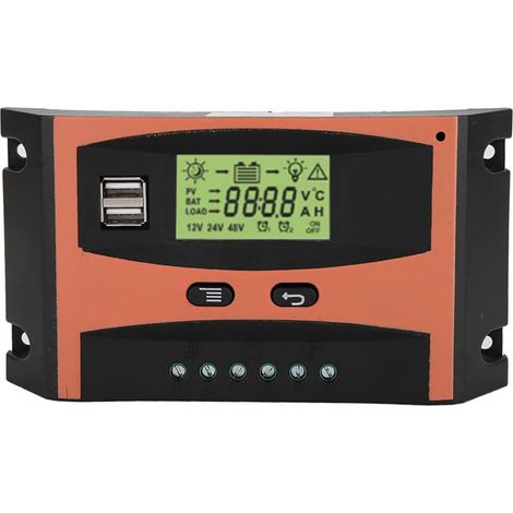 Contrôleur de Solaire MPPT, Régulateur de Panneau Solaire MPPT Paramètre Automatique Réglable Écran LCD Panneau Régulateur de Batterie Contrôleur de Batterie 12V/24V (60A) (1/5)