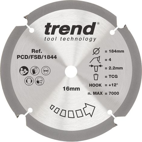 lame de scie circulaire PCD pour fibrociment, 184 mm, 4 dents (1/5)