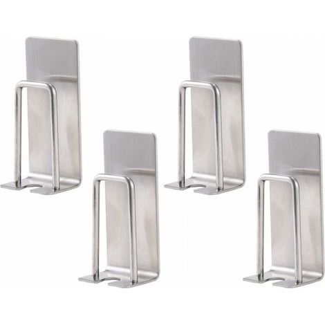 Lot de 4 Porte-brosse à dents en acier inoxydable, mural, argenté, adapté aux tasses, mugs, brosses à dents, autocollant, aucun perçage requis (1/5)