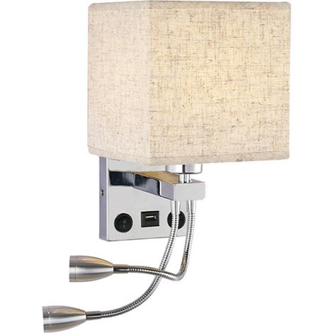 Applique Murale en Fer Forgé avec Abat-Jour en Tissu - Lampe de Lecture pour Chambre et Hôtel - Éclairage LED pour Couloir et Décoration Murale