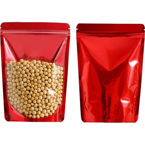 Tasca trasparente con fondo piatto, chiusura richiudibile, utilizzo versatile, 16x24 cm, rossa (1/2)