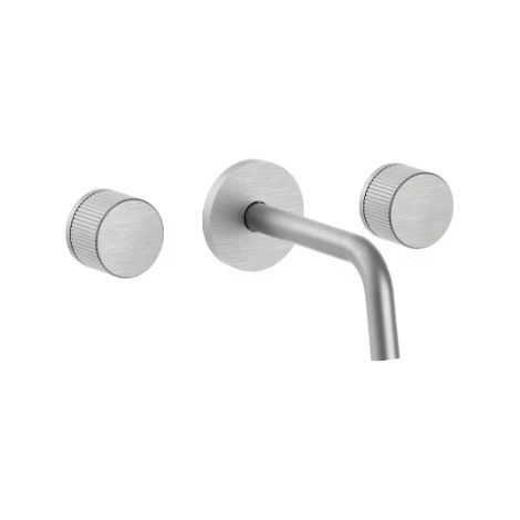 Batteria incasso lavabo 3 fori con bocca l. 175 mm, Steel Looking Paffoni serie Jo JO003ST Ottone - Steel looking (1/2)