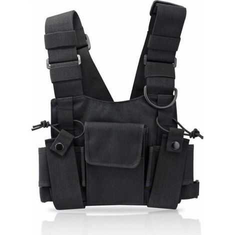 Radio Walkie Talkie Chest Pocket, Harness Bags Nylon Backpacks Pack Holster Two-Way Radios Carry Case Holder Adjustable Shoulder Strap for Police, Production Workshop (1/5)