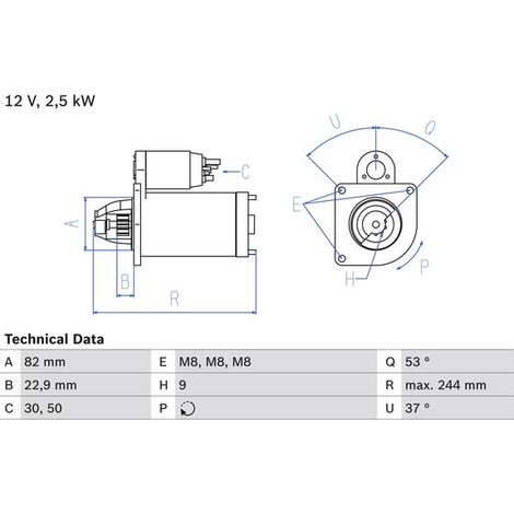 Démarreur BOSCH 0 986 023 120 CITROËN 1349920080 16 112 068 80 16 143 799 80 (1/2)