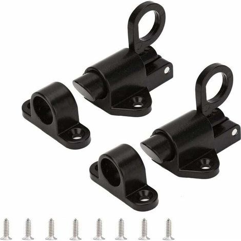 Selbstschließender Riegel (Schwarz) – Federbelastetes Türschloss – Türriegel – Automatisches Sicherheitsschloss für Fenstertüren – Federriegel (1/4)