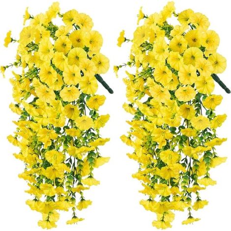 Paquete de 2 plantas artificiales colgantes，plantas artificiales para interiores y exteriores，decoración de eucalipto (Amarillo) (1/5)