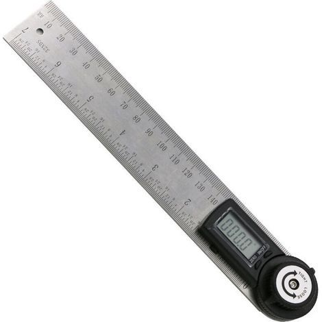 Ahlsen 1 Pièce Règle D'angle Numérique, Rapporteur, Mesure 0-200 mm et d'Angle en Acier Inoxydable avec Maintien, Zéro et Grand Ecran LCD, Système MM/Inch, pour le Travail du Bois, Construction (1/5)