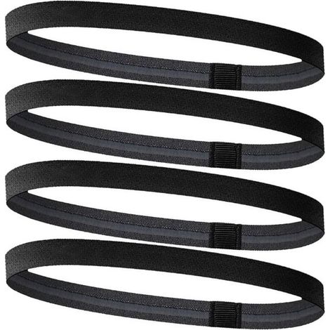 Diademas deportivas - Paquete de 4 diademas elásticas antideslizantes, ideales para deportes, yoga y jogging - Color negro (1/5)