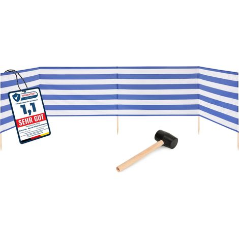 Garronda Paravent Plage Coupe-Vent Camping Brise-Vent avec Marteau en Caoutchouc GAEX001 (Rayures, 5 m) (1/5)