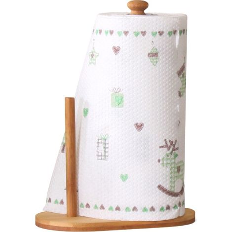 Soporte vertical de bambú para rollos de papel de cocina. (1/5)