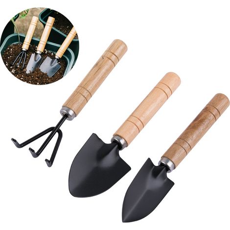 Ensemble d'outils de jardinage, 3 pièces, pelle de jardin, râteau, outils de jardin pour creuser des sols meubles, 17.5x3.5cm (1/5)