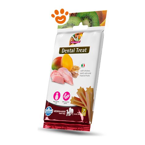 Farmina Dog Snack Dental Treat N&D Tropical Pollo Medium/Maxi - Confezione 100 Gr - Snack