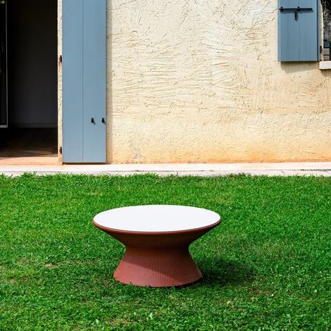 Runder Couchtisch modernes Design für Garten-Wohnzimmer Fade T1-C Plus - Bordeaux (1/5)