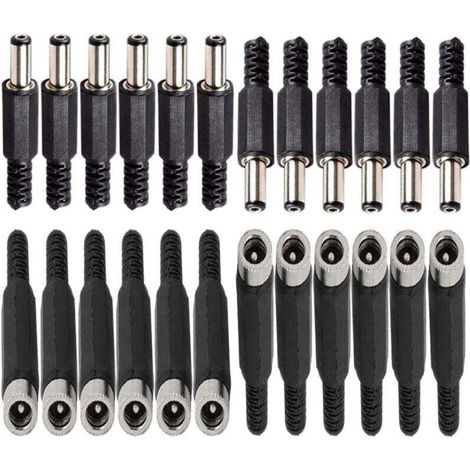 12 Stück DC-Einbausteckverbinder 2,1 mm x 5,5 mm / 2,5 mm x 5,5 mm, 12 Buchsenstecker 5,5 mm x 2,5 mm / 2,1 mm x 5,5 mm