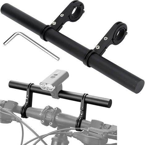 Rallonge Guidon Vélo 30cm avec 2 Supports Serrage et 1 Clé Hexagonale, Extension Guidon Universelle en Aluminium 2,5 à 3,2 cm pour Lampe, Compteur Vitesse, GPS, Support de Téléphone, Caméra d'Action (1/5)