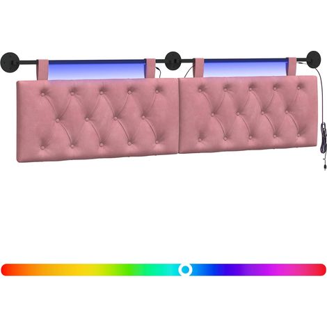 Cabecero colgante Con luz LED Rosa Terciopelo vidaXL (1/5)