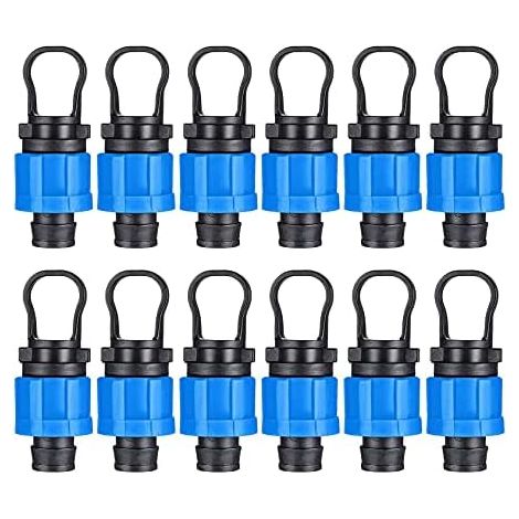 CSPARKV 12er-Pack 1/2-Zoll-Endkappen für Tropfbewässerung – universell passend – passend für 16–17 mm Tropfband