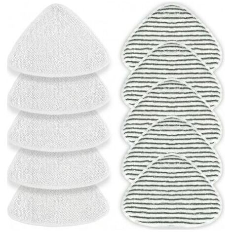 Kaelt - Lot de 10 Lingettes pour Vileda Steam, 5 Chenille et 5 Rayées, Microfibres Lavables 31x22 cm, Sols Durs (1/5)