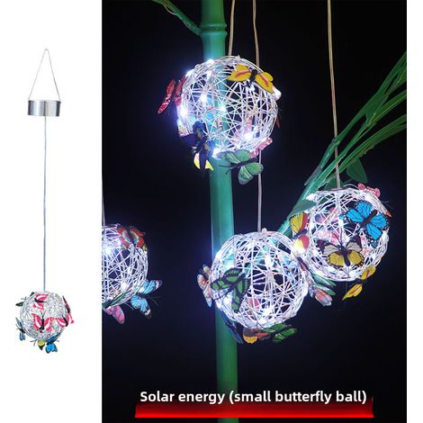Neue dekorative LED-Lichtkugel in Schmetterlingsform mit Solarbetrieb zum Aufhängen an Bäumen, für den Außenbereich im Garten oder Hof (Kleiner Schmetterling mit weißem Licht) (1/5)