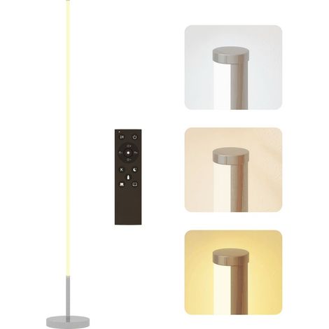 LED-Stehleuchte, dimmbar, mit Fernbedienung und Fußschalter, Ø 20 x 150 cm, silber (1/5)