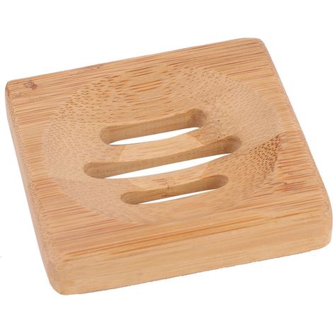 Porte-savon en bambou carré, boîte à savon en bois, drainant et antimoisissure, plateau de savon pour salle de bain, sain et durable (1/5)