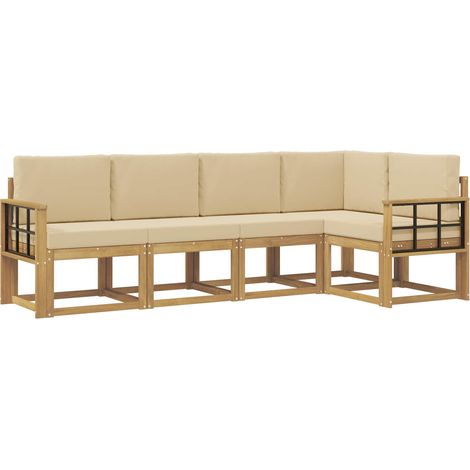 Set di divani da esterno 5 pz Bianco e Beige vidaXL (1/5)