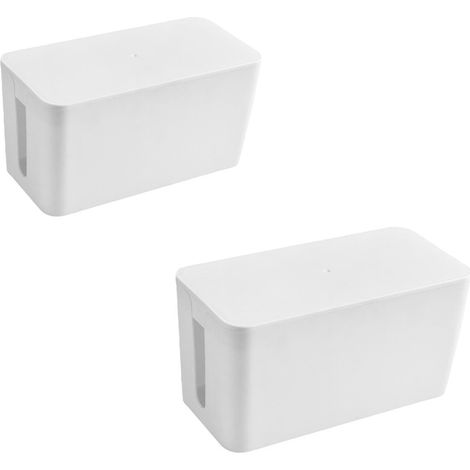 Boîte pour câbles (Boite Rangement pour Cables chargeurs et multiprises, boitier Cache câbles 32x13,7x13cm) Blanc (1/5)