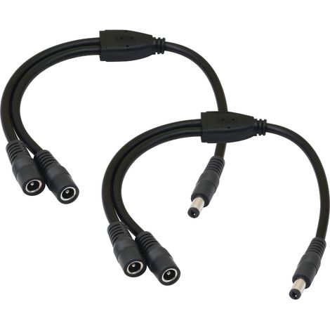 Beijiyi – Câble d'alimentation DC Splitter 1 mâle à 2 femelles 5.5/2.1mm – Longueur 30 cm – Fil de cuivre pur pour caméras CCTV (1/5)
