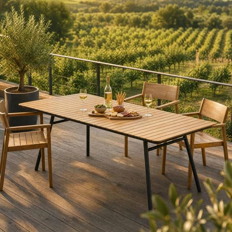 Table intérieur/extérieur en teck 220 cm LAKEWOOD (1/5)