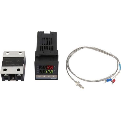 REX-C100 Régulateur de température PID, Kit d'alarme pour thermostat de régulateur de température PID 01300 ℃ Alarme numérique LED AC 110V-240V avec thermocouple/capteur de température K, maxim (1/4)