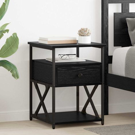 vidaXL Armadio da Notte con cassetto 2 pcs Rovere Nero 40 x 42 x (1/5)