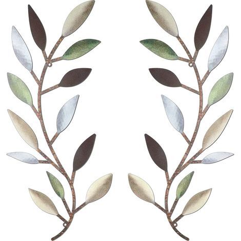Feuille d'arbre en métal décoration murale vigne branche d'olivier feuille Art mural en fer forgé défilement au-dessus du lit, salon, décoration extérieure (1/5)