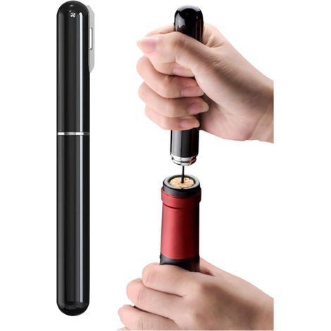 Tire-Bouchon Pompe à Air 2-en-1 avec Coupe-Capsule, Ouvre-Bouteille à Pression d'air pour Bouteilles pour Maison, Restaurant, Fête, Cadeaux pour les Amateurs de Vin