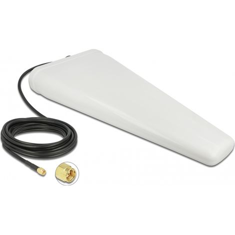 Delock Antena LTE SMA macho de 9 - 11 dB direccional con cable de conexiÃ³n (RG-58, 5 m) blanca para exteriores