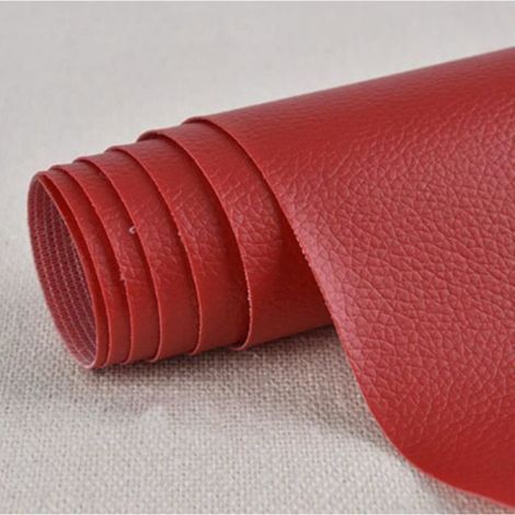 1 Patch auto-adhésif, Cuir PU, 50x137cm, Rouge, Réparation canapé, Siège voiture, Table, Chaise, Sac (1/4)