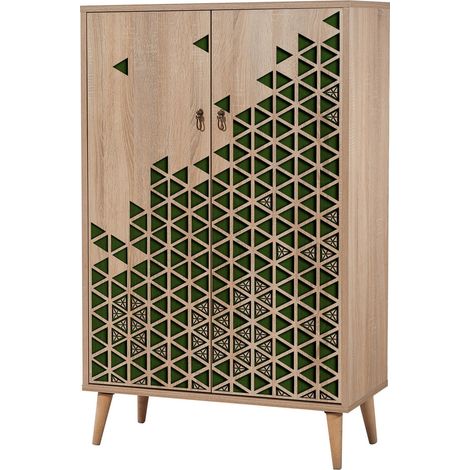 Commode haute 2 portes en bois clair Kiza 121 (1/5)