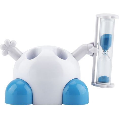 Kinderzahnbürstenhalter mit Sanduhr und 3-Minuten-Zahnputztimer (Blau) (1/5)