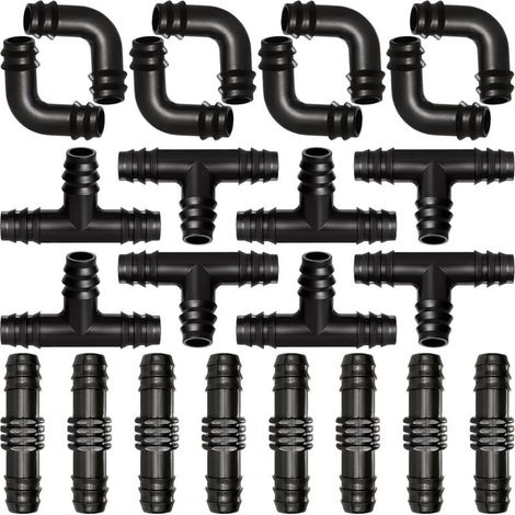 24-teiliges 16-mm-Rohrverbinder-Set, Kunststoff-Schlauchverbinder mit Widerhaken, Bewässerungsarmatur, Schlauchverbinder mit Widerhaken für Bewässerungssysteme, gemischt