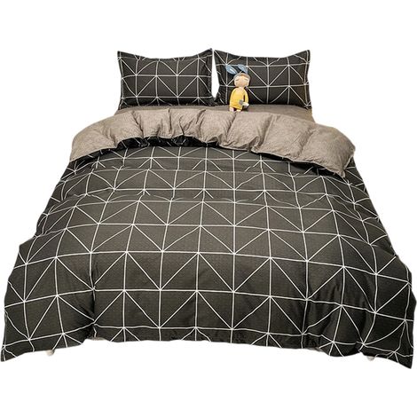 1 Parure de lit 4 pièces, Coton lavé, Design réversible, Résistant au lavage, Pour lit 150x200 cm (1/5)